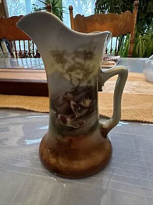 Antique Royal Bayreuth Porcelain 4 X2” Creamer Pitcher Moose And Hunting Dogs • $9.99