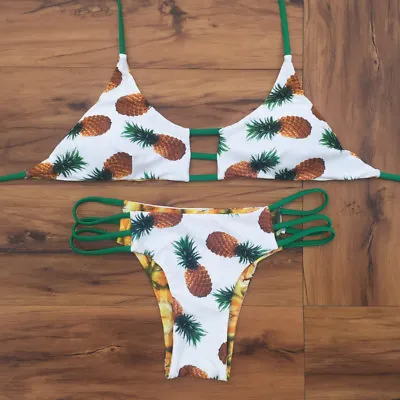 $12.64 • Buy Women 2pcs Swimwear Bandage Bra Thong Bikini Set Push-up Padded Bathing Swimsuit