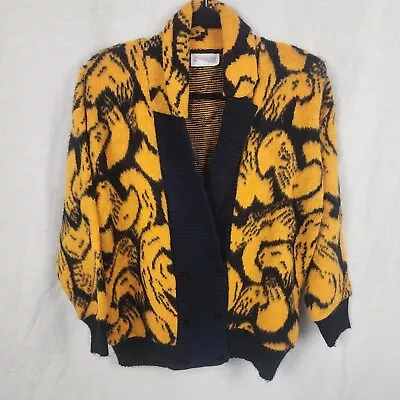 Vintage Silhouette Cardigan Approx. Size M Knit Abstract W Shoulder Pads * READ  • $52.95