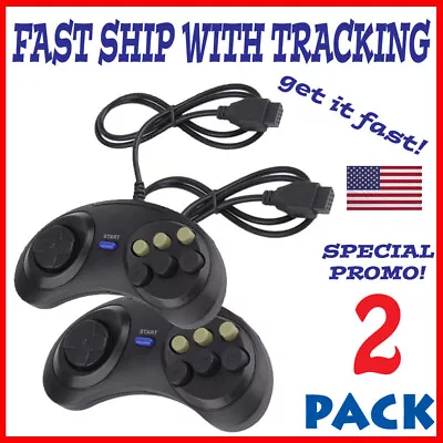 2X 6 Button Game Pad Controller For SEGA Genesis Black Old School Classic New • $8.75