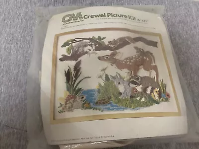 Vintage 1977 Columbia-Minerva Crewel Picture Kit Forest Friends Animals NOS • $29.99