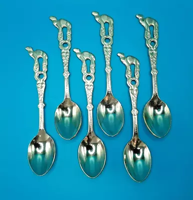 Vintage Gold Plated Souvenir Collector Demitasse Spoons CAMEL On Top  Set Of 6 • $12.99