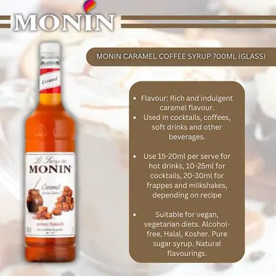 Monin Coffee & Cocktail 700ml/70cl Glass Syrup Flavours OR Pump AS USED BY COSTA • £11.49