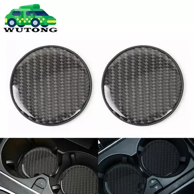 2x Black Carbon Fiber Cup Holder Pad Water Cup Slot Non-Slip Mat Car Accessories • $11.99