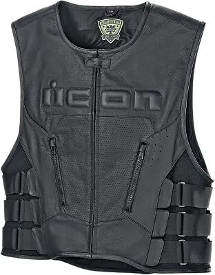D30 Leather Vest - Black Men's 2XL/3XL Icon 2830-0393 • $185