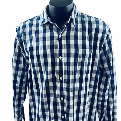 Country Road Shirt Men Size XLarge Blue Check Long Sleeve Casual Dress • $24.33
