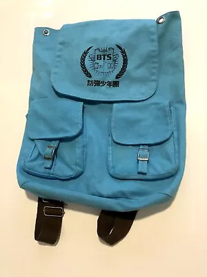 BTS KPOP Vintage Canvas Backpack Aqua Color School Travel Bookbag • $44.99