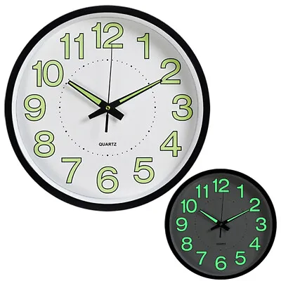 £14.95 • Buy Round Modern Numerals Illuminated Wall Clock Fluorescence Luminous Home