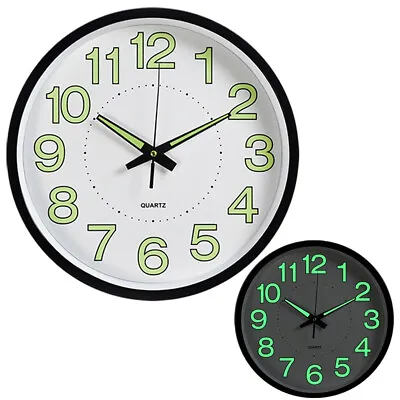 Round Modern Numerals Illuminated Wall Clock Fluorescence Luminous Home • £8.94