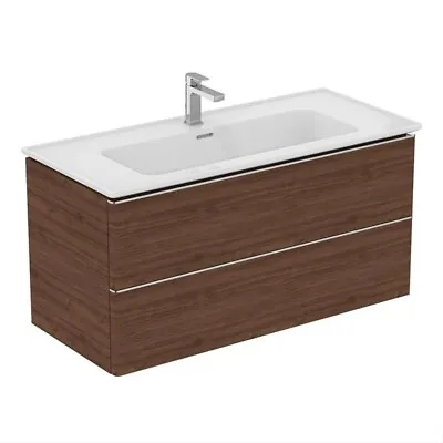 Ideal Standard Strada Ii 1000mm Wall Hung Vanity Unit With 2 Drawers Dark Walnut • £325