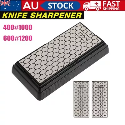 Double Sided Diamond Sharpening Stone Grind Kitchen Knife Sharpener Whetstone AU • $19.99