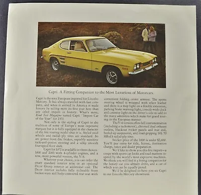 1972 Mercury Capri Sales Brochure Sheet Excellent Original 72 • $5.95