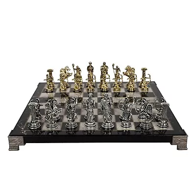Marble Look Chess Set - Greek Mythology British Egyptian Roman Metal Figures • £59.90