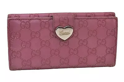 Authentic GUCCI Guccissima Heart GG Leather Long Wallet Purse 203550 Pink 0170J • $15.50