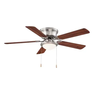 Hugger 52 In. LED Indoor Brushed Nickel Ceiling Fan With Light Kit • $73.16