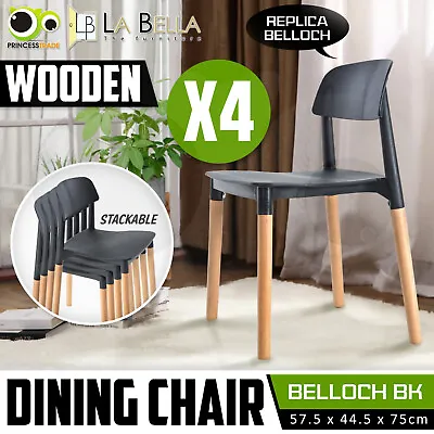 4X Belloch Replica Dining Chair Stackable Designer Retro Wooden Cafe Bar • $159