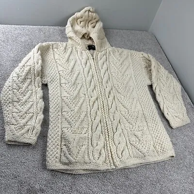 El Gringo Imports 100% Wool Chunky Knit Hooded Sweater Size Medium Ecuador • $49.95