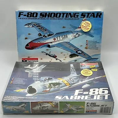 Vtg Monogram 1/48 Model Kits F-80 Shooting Star F-86 Sabre Jet Factory Sealed/cb • $45