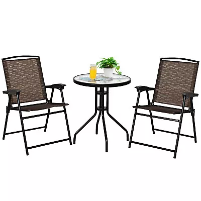$175 • Buy 3PCS Patio Table Chair Set Garden Conversation Dining Furniture Indoor Outdoor