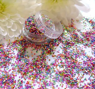 Nail Art Glitter  Dots  Tiny Round Circle Holographic Mix Colours Sequin Dot Pot • £2.35