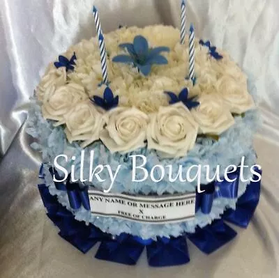 Birthday Cake Funeral Flower Artificial Silk Tribute Memorial Wreath Mum Nan Dad • £39