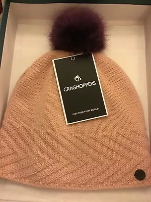 Ladies New Craghoppers Bobble Hat Blossom Pink Size M/L RRP £25 & Gift Box • £11