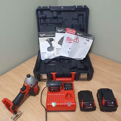 Milwaukee M18 C18ID Cordless Compact Impact Driver Case Manual & X3 Batteries • £135