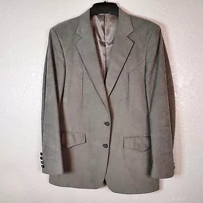 Grand Entry Western Sport Coat Blazer Size 40R Gray Pockets Faux Suede • $20