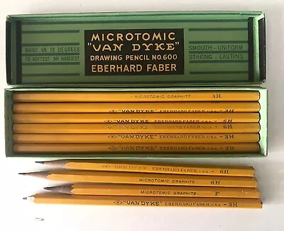 Vtg Box Of 10 Eberhard Faber Van Dyke Microtomic Drawing Pencils 4H 6H F • $4