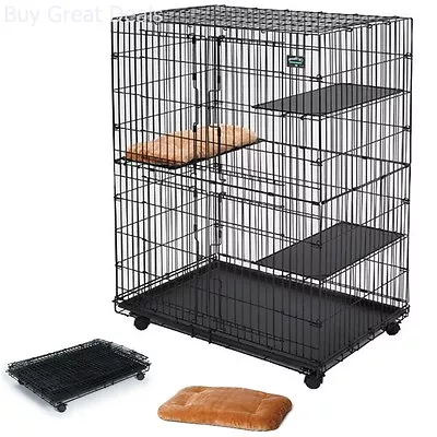 Large Folding Collapsible Pet Cat Wire Cage Indoor Outdoor Playpen Vacation • $118.98