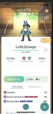 $8.50 • Buy Lucario Pokemon Trade Go Lv20 Pokémon Go Pvp 2 Charge Move Fighting  Great