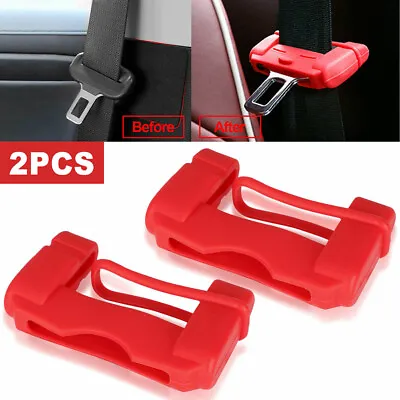 £7.34 • Buy 2x Red Car Accessory Seat Belt Buckle Clip Silicone Anti-Scratch Protector Cover