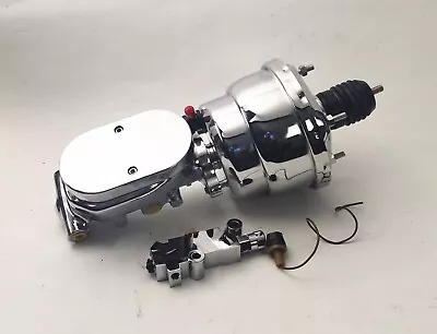 CHROME 7  Dual Power Brake Booster W/ Flat Top Master Cylinder +Disc Disc Valve • $149.55