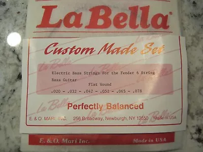 La Bella Custom Made Hand Polished Flat Wound For Fender 6 String Bass • $25