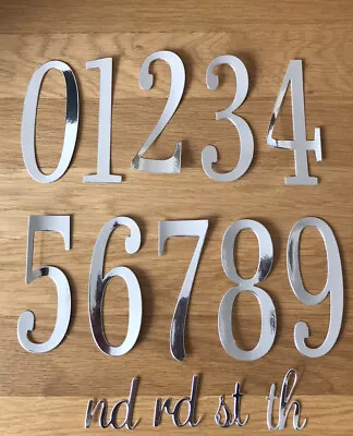 10 Large 4 Inch Die Cut Silver Mirror Card Numbers For Card Making • £2.80