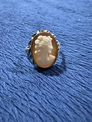 Vintage Sterling Silver 925 Cameo Lady Bust Ring Size 4.75 • $59.20