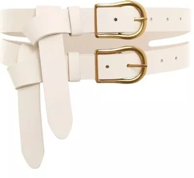 Zimmermann Double Buckle Waist Belt | Cream/Off-White Gold Hardware Leather • $199.99