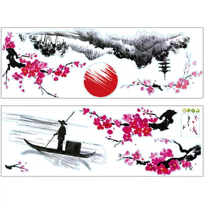  2 Sets Wall Stickers Pvc Japanese Art Cherry Blossom Decals For • £10.38