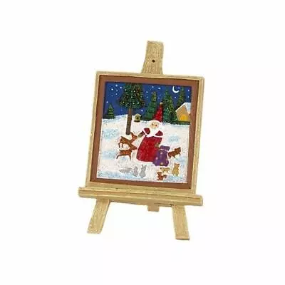 Miniature Dollhouse Fairy Garden Easel W/ Christmas Painting - Buy 3 Save $5 • $8.50