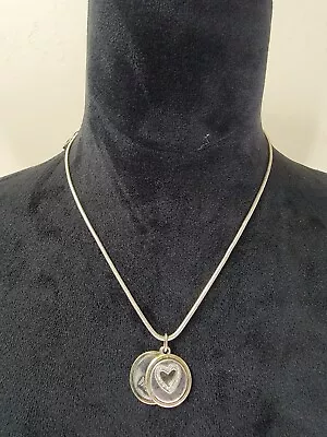 Brighton Silvertone Medallion Heart Peace Sign Inspirational Necklace Signed  • $19.99