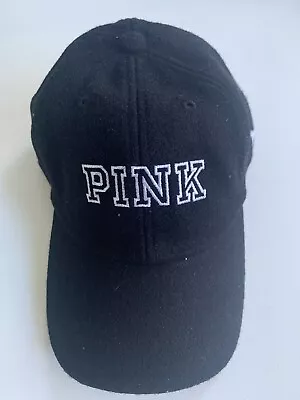 Victoria's Secret PINK Hat Baseball Black Wool Blend Adjustable Embroidered NWT • $18.49