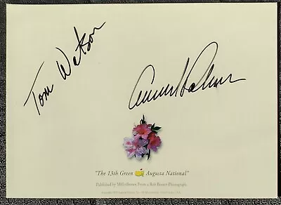 Arnold Palmer + Tom Watson PGA Golf Autograph Masters 13th Green 6x9 Promo Card • $159