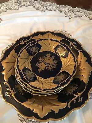 Vintage Echt Weimar Cobalt Jutta Big Plate And 4 Cake Plates. • $1200