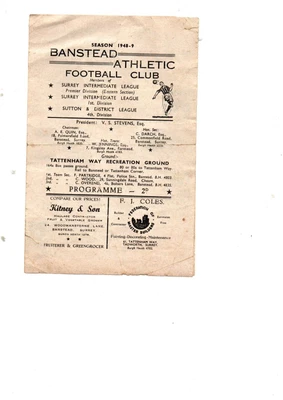 £3.50 • Buy Banstead Athletic V Croydon Old Boys 1948 - 1949