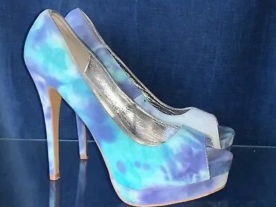 C LABEL Blue Turquoise Tie Dye Stilettos High Heels Pumps Shoes Size 10 ❤️sj18m3 • $39