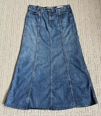 Vintage GAP Maxi Denim Skirt With Pockets 1969 Made In USA Size 12 100% Cotton • $58