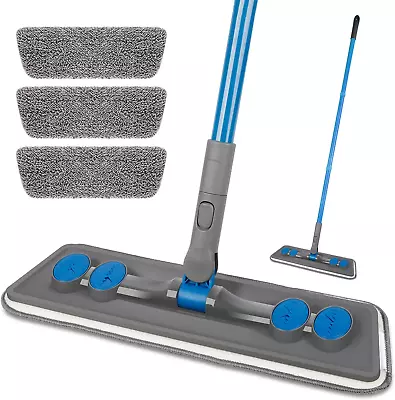 Stick Floor Mop Microfiber With 3 Washable Pads Multi Surface Adjustable Handle • $25.99