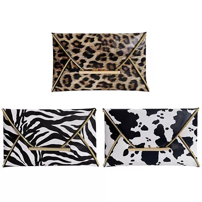 £7.67 • Buy Vintage Leopard Zebra Cow Print PU Leather Day Clutches Women Large Envelope Bag