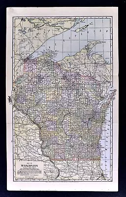 1898 Mathews Northrup Map Wisconsin Madison Milwaukee Green Bay Superior 14x22 • $19.99