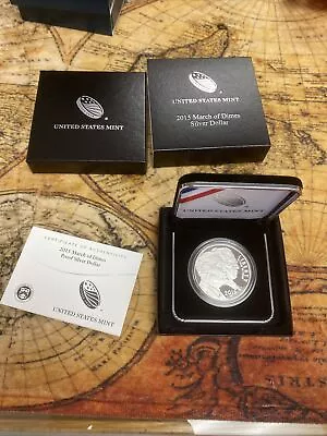 2015 W March Of Dimes Proof Commemorative 90% Silver Dollar Coin- Mint Packaging • $35